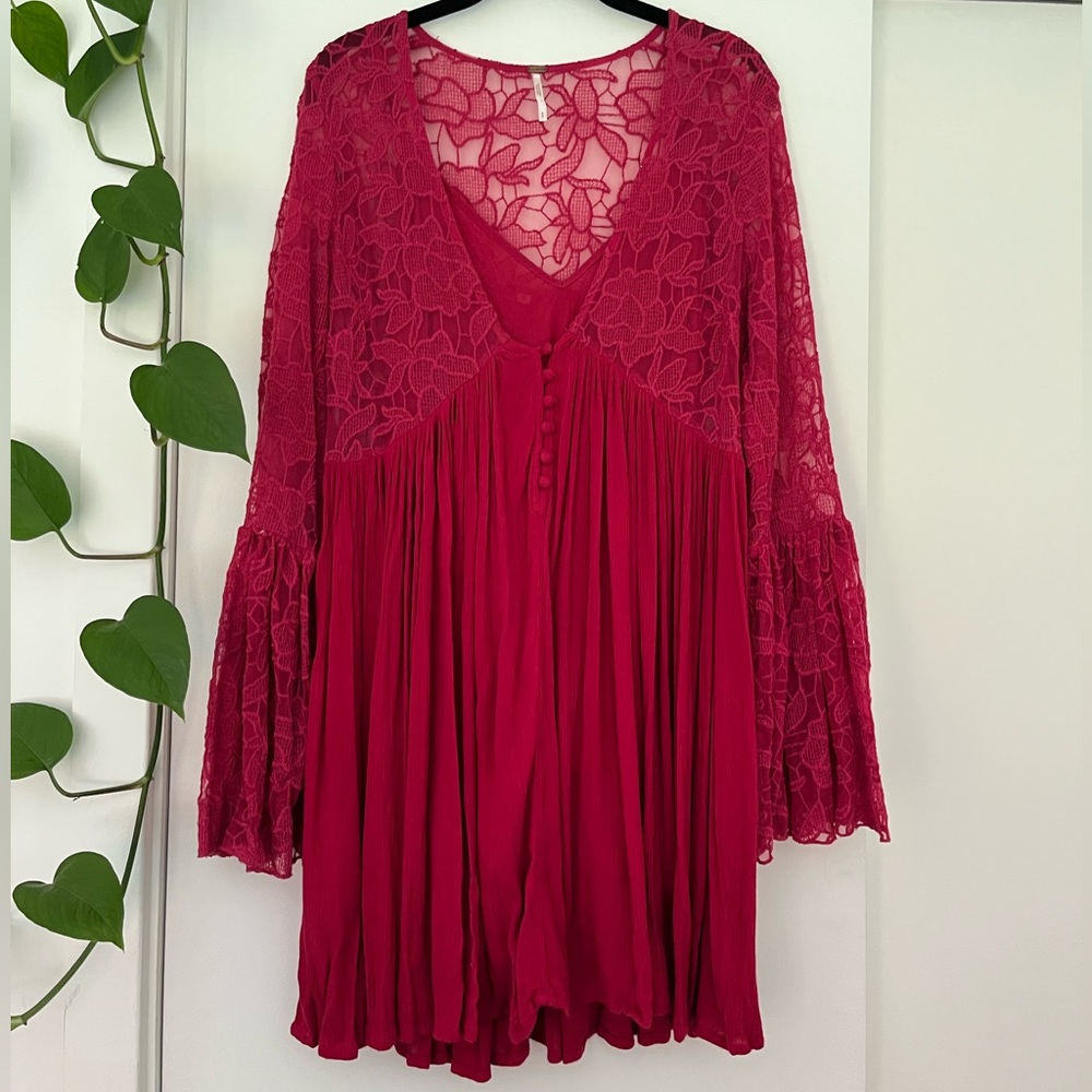 Free People dress with slip and lace overlay, size small